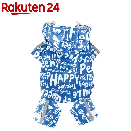 ペットクイーン PQ総柄レインコート ブルー 4号(1着)【ペットクイーン】 ペットクイーン PQ総柄レインコート ブルー 4号(1着)【ペットクイーン】