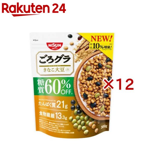 ごろグラ糖質60％オフ きなこ大豆(300g×12セット)【ごろっとグラノーラ】