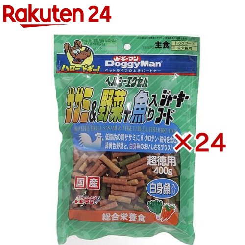 ドギーマン ヘルシーエクセル ササミ＆蔬菜+魚入り口・入口ジャーキーフード(400g×24仕掛ける)【ドギーマン(Doggy Man)】