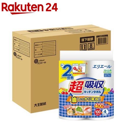 【楽天市場】エリエール 超吸収キッチンタオル 100カット コンパクトケース品(4ロール*4袋入)【エリエール】：楽天24