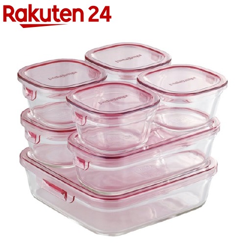 iwaki PS-PRN-P7 Heat Resistant Glass Storage Containers, Pink, Set of 7,  Pack & Range