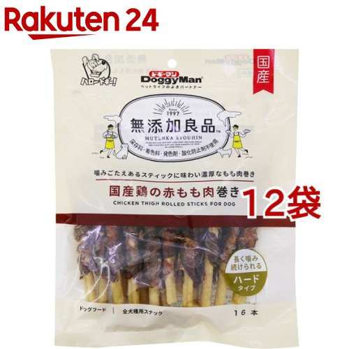ドギーマン 無加えること良品 国産鶏の赤もも肉一巻き 捉え所のない手合い(16本入*12袋書き割り)【無加えること良品】