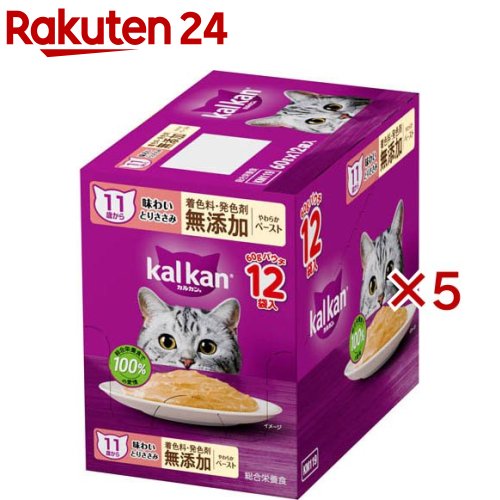 カルカン パウチ １１歳 やわらかペースト とりささみ 着色料 無添加 キャットフード(12袋入×5セット(1袋60g))【カルカン パウチ】[キャットフード ウェットフード]