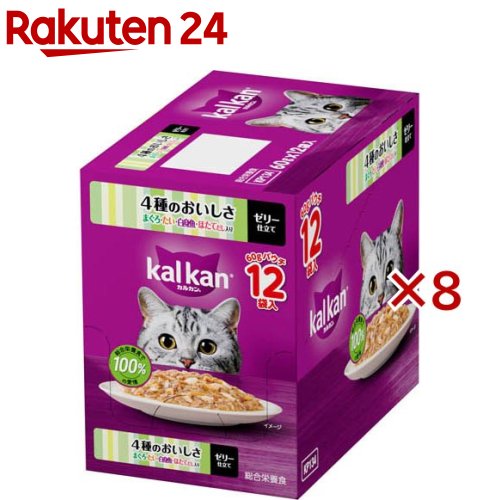 カルカン パウチ ４種おいしさ まぐろたい白身ほたてだし キャット ウェットフード(12袋入&times;8セット(1袋60g))【カルカン パウチ】[キャットフード ウェットフード]｜24