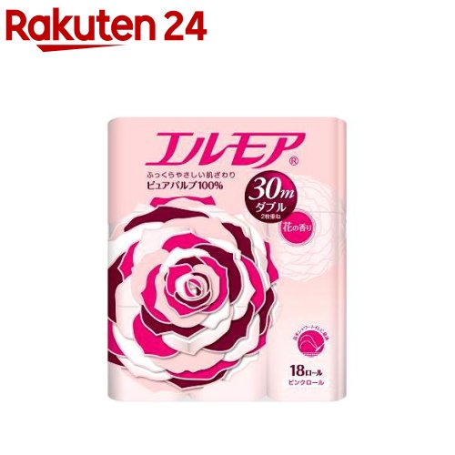 楽天市場 エルモア トイレットロール 花の香り ピンクダブル 2枚重ね30m 18ロール エルモア トイレットペーパー 楽天24