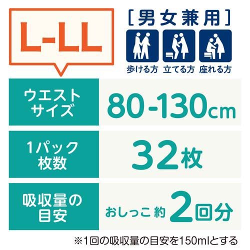 【定期購入】肌ケアアクティ 大人用紙おむつ うす型パンツ 消臭抗菌プラス 大容量 L-LL(32枚入*2袋セット)【アクティ】 購入 時期