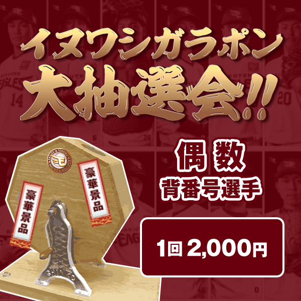 楽天市場 イヌワシガラポン 大抽選会 オンラインガラポン 背番号 偶数選手 10月上旬以降発送予定 楽天イーグルス 楽天 イーグルスオンラインショップ