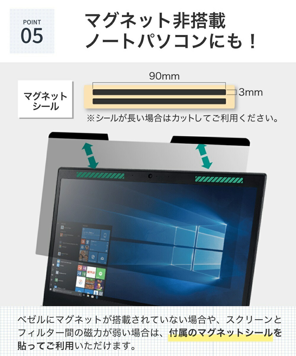 【楽天1位】 LOE(ロエ) マグネット式 PC 汎用 パソコン 覗きみ防止フィルム ノートパソコン 覗き見防止 フィルター プライバシーフィルター 【ブルーライトカット】11.6インチ 12.1インチ 12.5インチ 13.3インチ 16:9 14インチ 16:10 15.6インチ