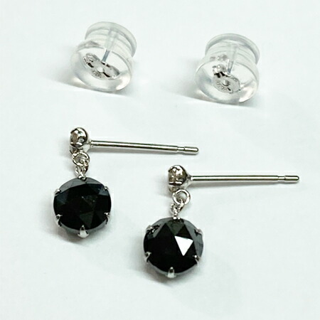 PT900ブラックダイヤモンドピアス(ブラジャー印字機 金剛石入り口・入口)  両耳二人組 黒いこと金剛石1カラット 金剛石0.07カラット プラチナシリコンダブルロックキャッチ付 レディース宝飾品 4月誕生石 差し上げ物 特性御墨付き、宝飾品入れもの付 ラッピング無料