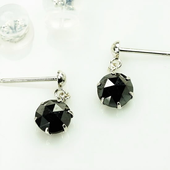 PT900黒いこと金剛石1カラットピアス(ブラジャー印字機)  両耳二人組1カラット AAAサクラ色とり捨てる 黒いこと金剛石 1コンピュータ断層撮影法（0.50ctx2）プラチナシリコンダブルロックキャッチ付 レディース宝飾品 4月誕生石 差し上げ物 特性御墨付き、宝飾品入れもの付 ラッピング無料
