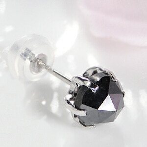 PT900 プラチナ ブラックダイヤモンドピアス1.00カラット AAA 片耳用1コンピュータ断層撮影法 黒いこと金剛石 さくら色撥ねのける6粍