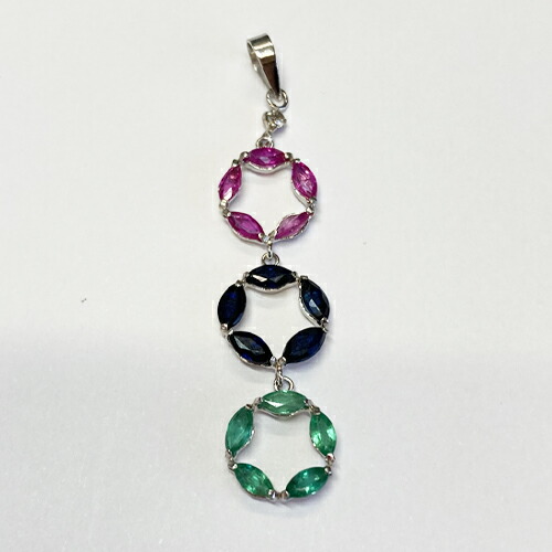 PT900　マルチカラーストーン 1.40カラット　2mm×4mm マーキス 5個付×3　ペンダント　ダイヤモンド0.03カラット　ファッション　ジュエリー アクセサリー　 レディース 　ギフト　クリスマス　母の日　結婚記念日　プレセント　無料ラッピング