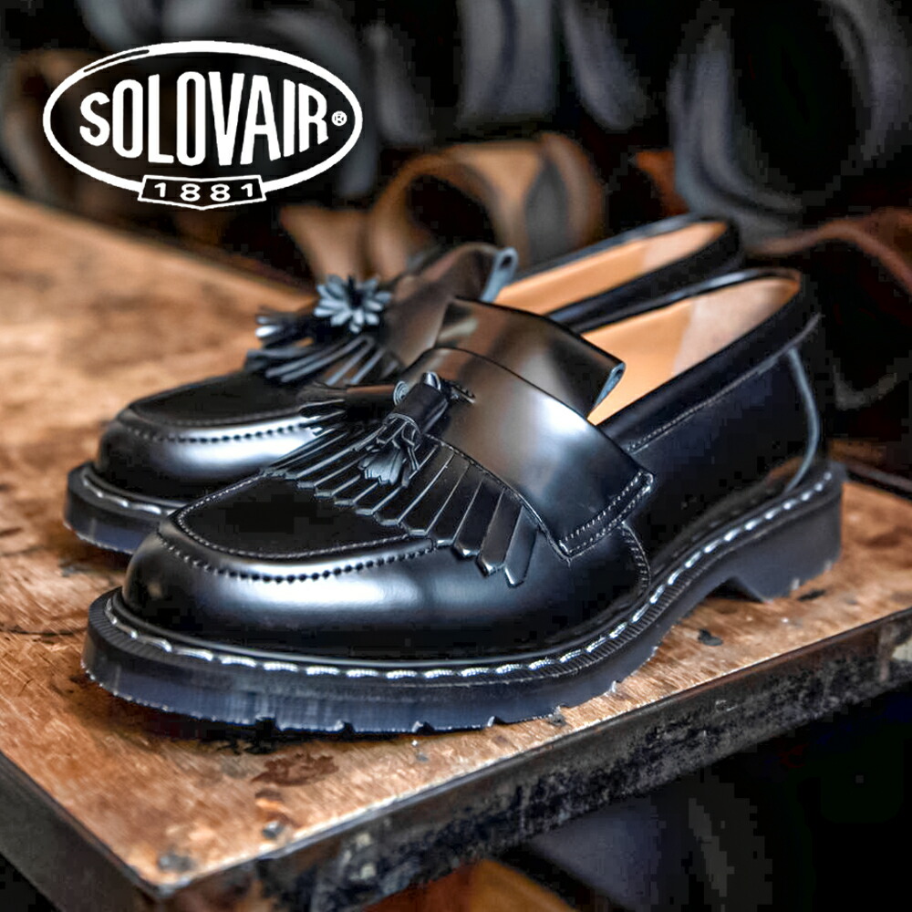 【新生活応援クーポン発行中】【SOLOVAIR (ソロヴェアー/ソロベアー)】 タッセル ローファー　ブラック　TASSEL LOAFER BLACK  メンズシューズ 革靴 カジュアル ビジネス 紳士靴 厚底 厚底ローファー | ランブル　バイ　ジーマ