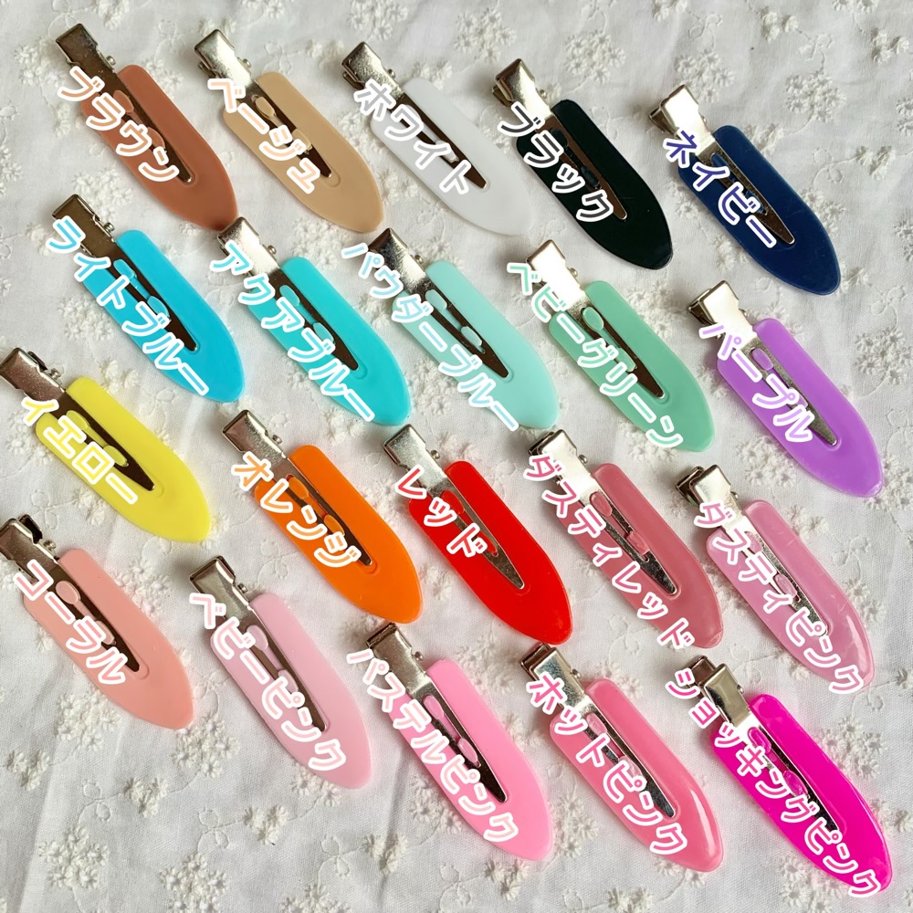 1個】前髪クリップ 【全27色】19×60mm ヘアクリップ カボション
