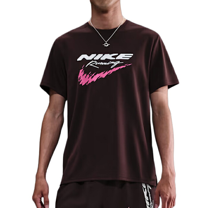 NIKE ナイキ Tシャツ マイラー Dri-FIT UV ランニング トップ メンズ ブラウン 軽量 マラソン トレーニング HV2136-652