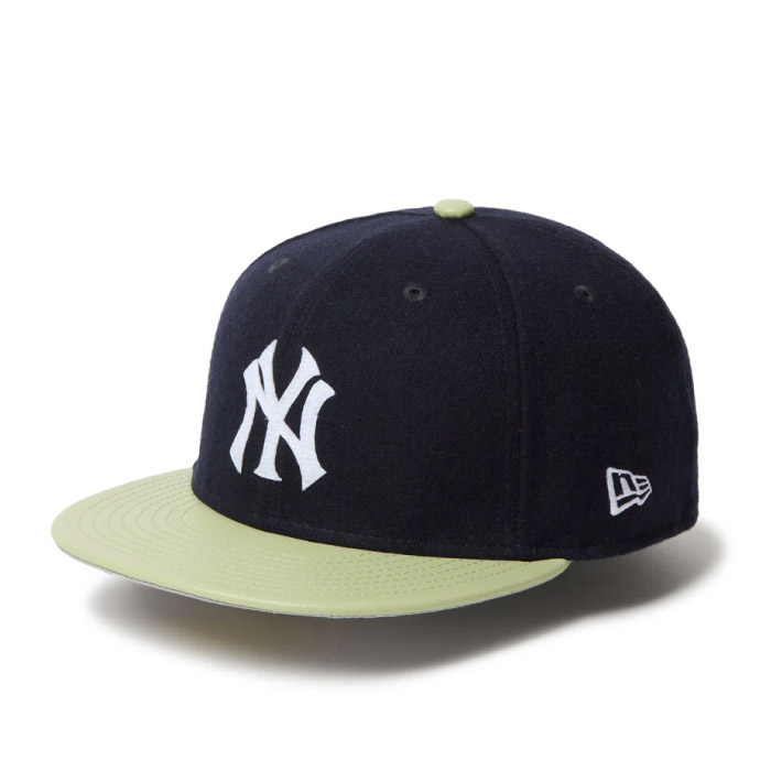 NEW ERA ニューエラ 59FIFTY Powered by GORO NAKATSUGAWA（MIN-NANO） ニューヨーク・ヤンキース メルトン キャップ 帽子 ネイビー ライトグリーン 14703383