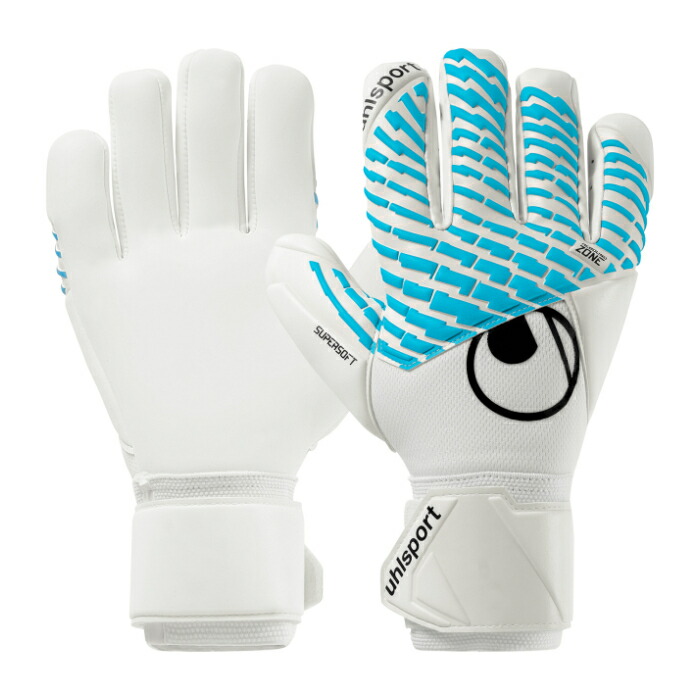 uhlsport ウールシュポルト キーパーグローブ サイバーテック スーパーソフト ハーフネガティブ GK 手袋 サッカー ホワイト サイバーブルー ブラック 1011380