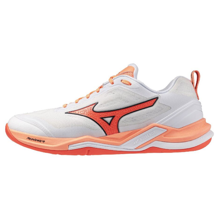 Mizuno ミズノ シューズ ウエーブステルス ELITE ハンドボール ユニセックス E相当 合成繊維 人工皮革 ホワイト×オレンジ×コーラル X1GA266080|Rampjack Trip店