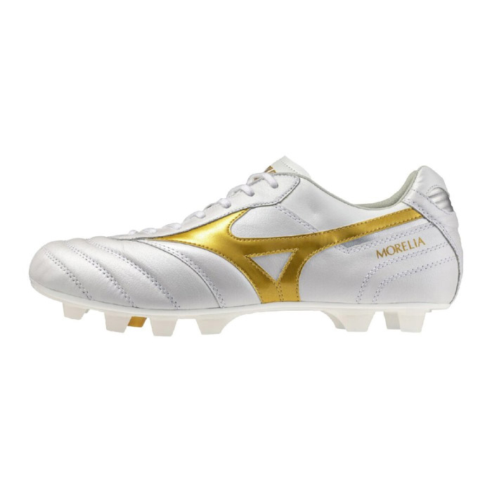 Mizuno ミズノ サッカースパイク 一般 大人 モレリア 2 JAPAN 2E相当 天然芝／土／人工芝用 スーパーホワイトパール×ゴールド P1GA260150