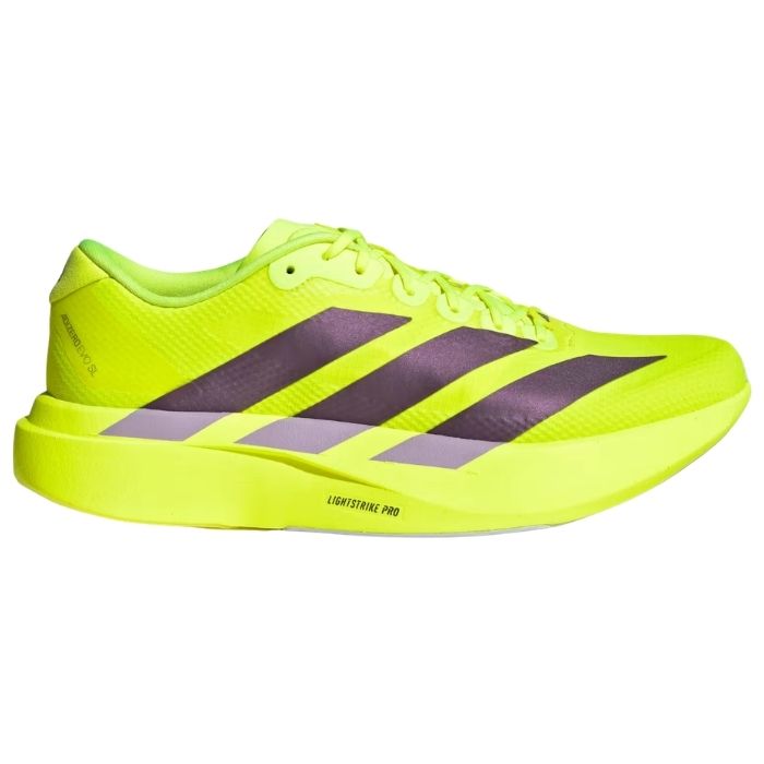 adidas アディダス ランニングシューズ ADIZERO EVO SL WOVEN M メンズ レギュラーフィット ソーラーイエロー/オーロラプラム/パウダープラム JR2024