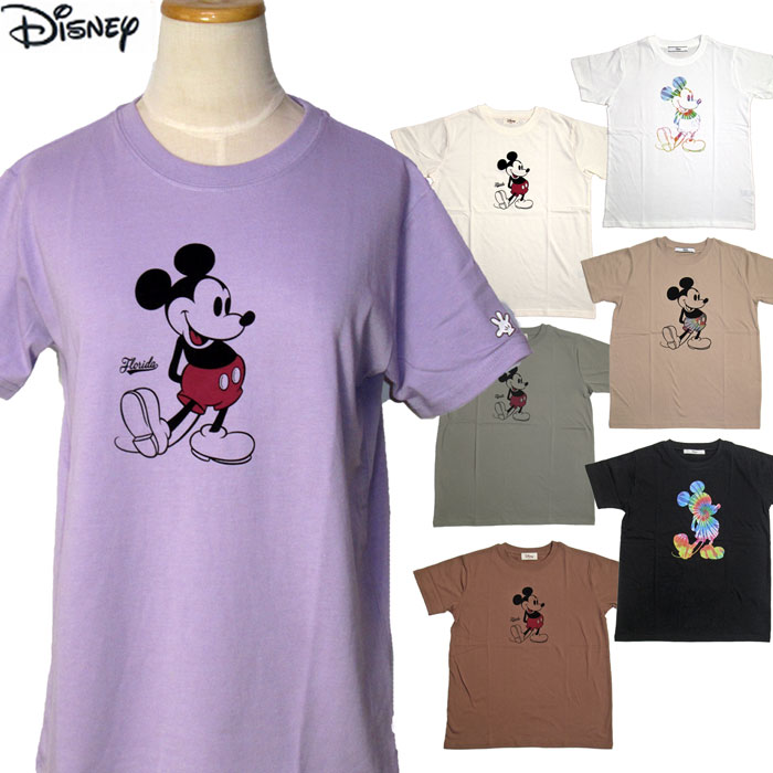 楽天市場 レディース ディズニー ミッキー プリント Tシャツ 女性 婦人用 半袖 Tシャツ キャラクター ブランド ミッキー ロゴ 無地 可愛い カワイイ かわいい 夏物 白 Tシャツ カジュアル おしゃれ オシャレ トップス Tops メール便対応商品 アールアンドビー