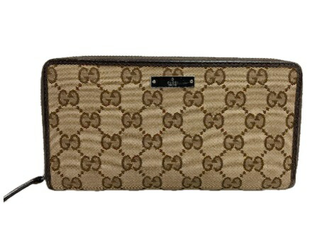 【大売り出し！クーポン券★貨物輸送無料 】またの日送りとどける【 GUCCI グッチ ラウンドジップ長紙入れ ベジュ×茶 帆布×なめし革 】gucci 【中古 USED】即納 大売り出し【コンビニエンスストア受け取り証書相応う商いもの】クーポン券客体