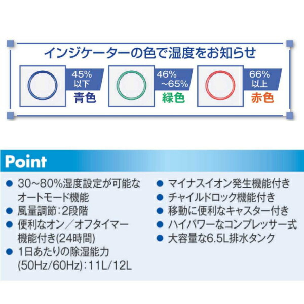 市場 除湿機 衣類乾燥除湿機 静音モード 6.5Lタイプ SKJ-DL65J コンプレッサー式除湿機