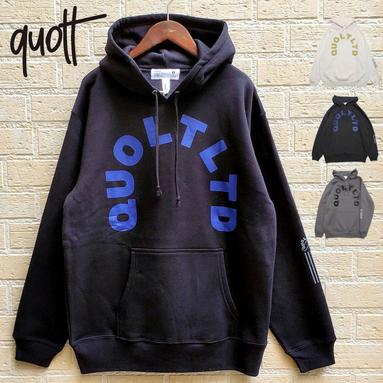クオルト LTD PARKA メンズ 裏起毛 生地 パーカー メンズ QUOLT パーカー 裏起毛生地 プリント ユニセックス 男女兼用 カジュアル トップス ブラック アイボリー チャコール アウトドア キャンプ フェス 父の日 プレゼント|RANKUTSUDOU 乱掘堂