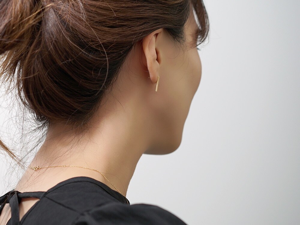 K18 ピアス HASHIRA 18金 バーピアス 18k レディース 両耳用 k18