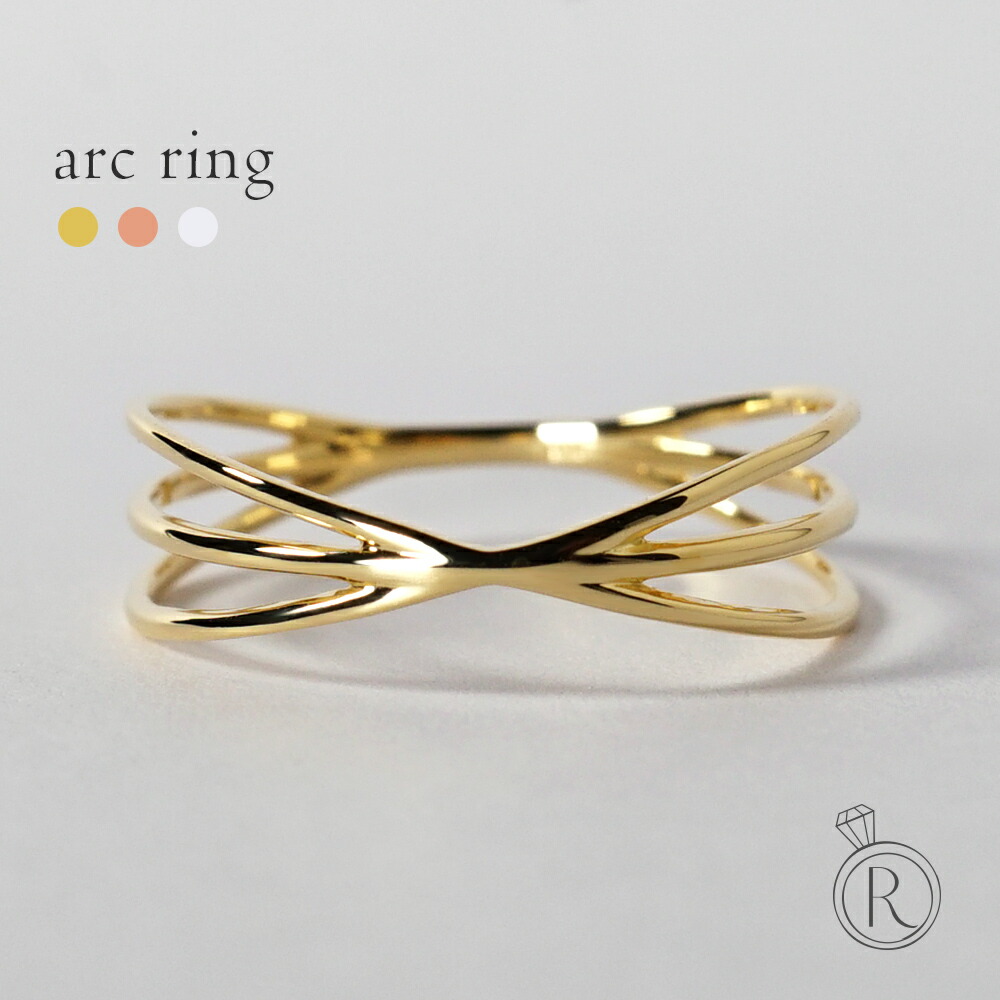 K18 アーク リング レディース 地金 指輪 ring 18k 18金 ゴールド リボン 地金リング プレゼント 女性 ギフト プラチナ可 シンプル RAPA ラパ
