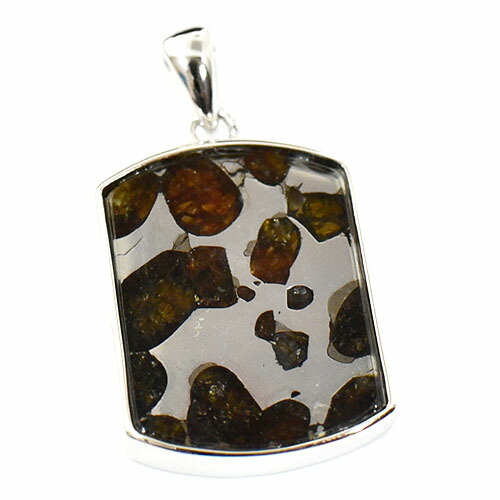 楽天市場】Silver925◇希少 パラサイト隕石 16x12mm レクタングル