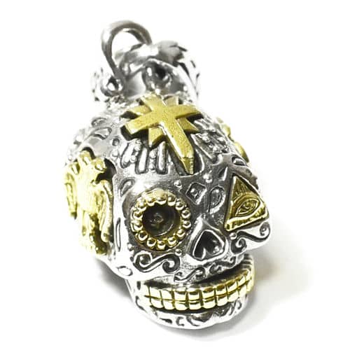 【goodvibrations】メキシカンスカル プロビデンスの目  スターリングしろがね色 シャンデリヤいの一番 三盆白スカル ハラベラ 思わしいバイブレーション【貨物輸送無料】