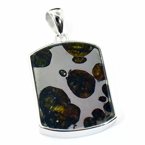 楽天市場】Silver925◇希少 パラサイト隕石 16x12mm レクタングル