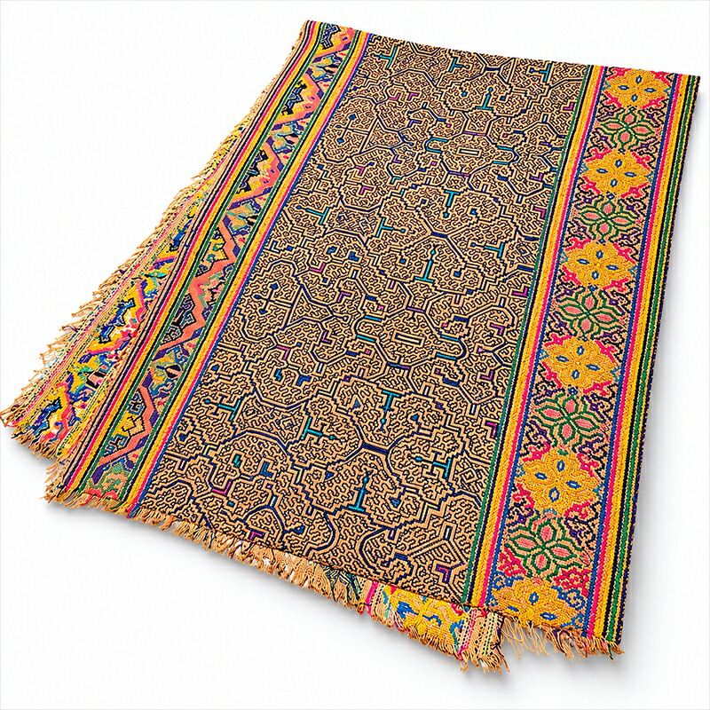 【一点物】ペルー共和国 シピボ族 刺しゅう布 幅：６０ｃｍ×縦：１６０ｃｍ 重さ：４０３ｇ【貨物輸送無料】