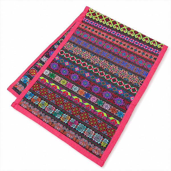 【一点物】ミャンマー・チン族（Chin） 手刺繍 手織り布 幅：５１ｃｍ、縦：１３６ｃｍ、重さ：３４３ｇ【送料無料】｜民族アクセ　ラパヌイ　店