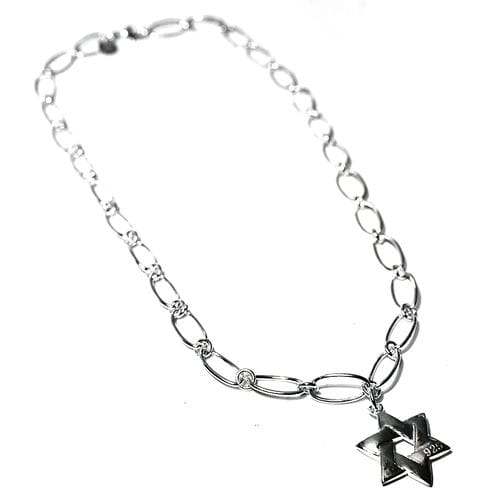 六芒星（ダビデの星） スターリングシルバー ネックレス（チェーン付） ４５ｃｍ 重さ：１７．８ｇ【送料無料♪】
