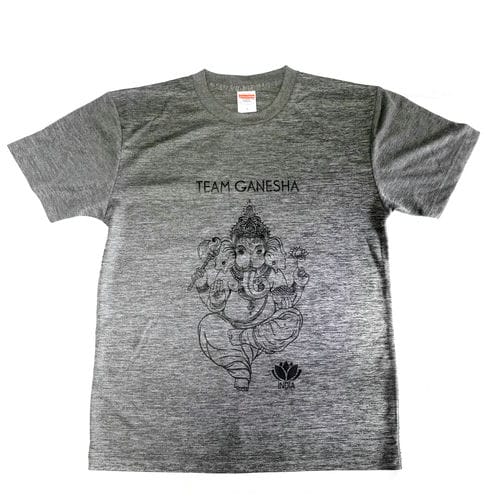 インドの神様 ガネーシャ 速乾 Tシャツ Team Ganesha ランニング マラソン 旅行 トレイルランニング グレー画像