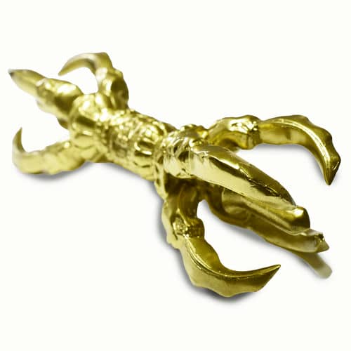 【特大】密教法具 金剛杵(バジュラ） 五鈷杵（ごこしょ） １９．５ｃｍ １０３０ｇ ゴールド金属元素色つや【貨物輸送無料】