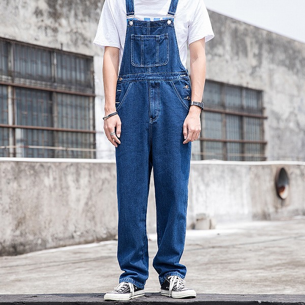 メンズ デニムサロペットパンツ 厚地の外套櫂 つなぎ服 オールインワン やり方服 男女兼用 ボトムス★全2色