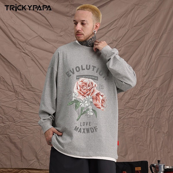 メンズファッション ラウンドネック 長袖Tシャツ 男女兼用 ストリート系トップス 春秋 2023新作★全6色