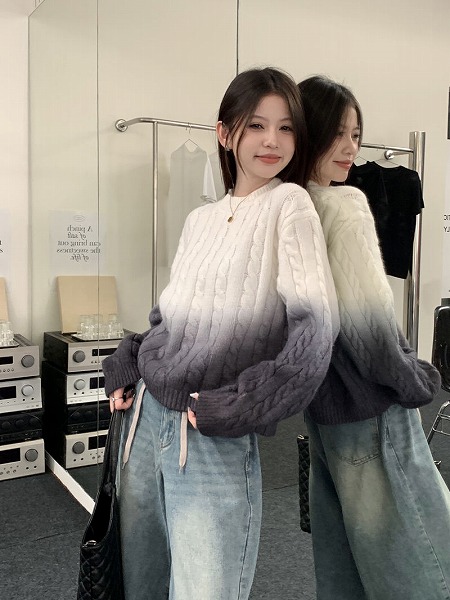 韓国系 カジュアル系 可愛い ゆったり ニット セーター｜ドレミファソラ・ねこ
