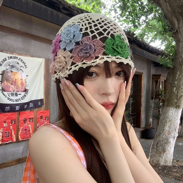 ニット ビーニー 毛糸 キャップ 帽子 薄手 外出 お出かけ レディース