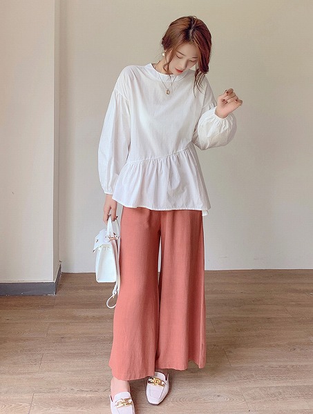 春夏の新製品発売 春夏 ワイドパンツ ストレッチウエスト リネン ストレートパンツ