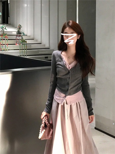 女子力アップ間違いなし つぼみハーフスカート カーディガン セットアップ 受け取って腰|ドレミファソラ・ねこ