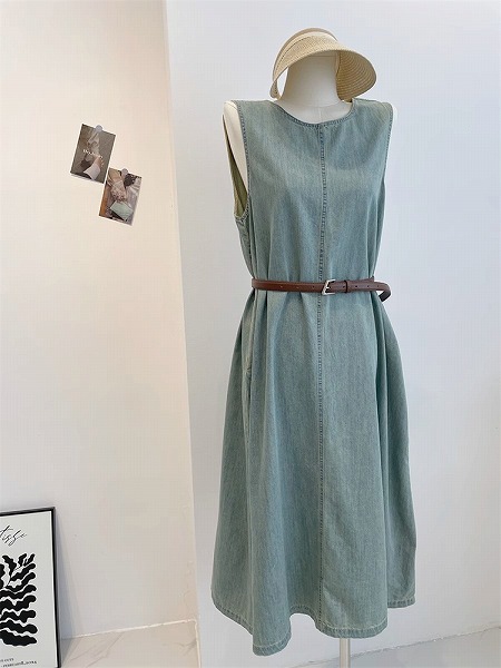 大人の魅力 上品 女性らしい 韓国ファッション ベストワンピース 薄手 ベルト ジャンパースカート|ドレミファソラ・ねこ