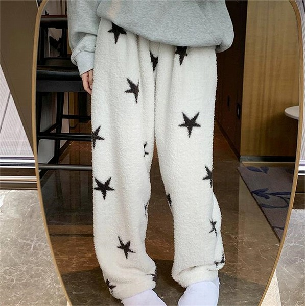 品質いいな新品 秋冬 暖かい 厚手 星 カジュアル スリム 寝袋 快適 保温 家 ロングパンツ