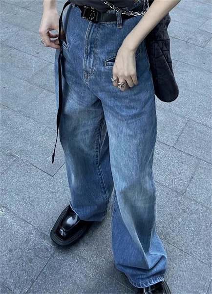 外出活動もおしゃれに ロングパンツ スラックス ゆったりする ハイウエスト ジーンズ｜ドレミファソラ・ねこ