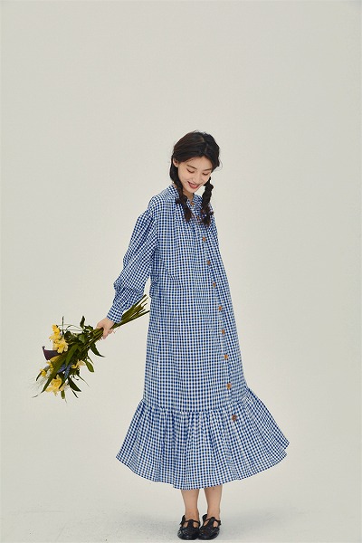 週末に着たい服 自社生産 韓国ファッション ロングスカート ひだ折り 紐抜き シャツワンピース|ドレミファソラ・ねこ