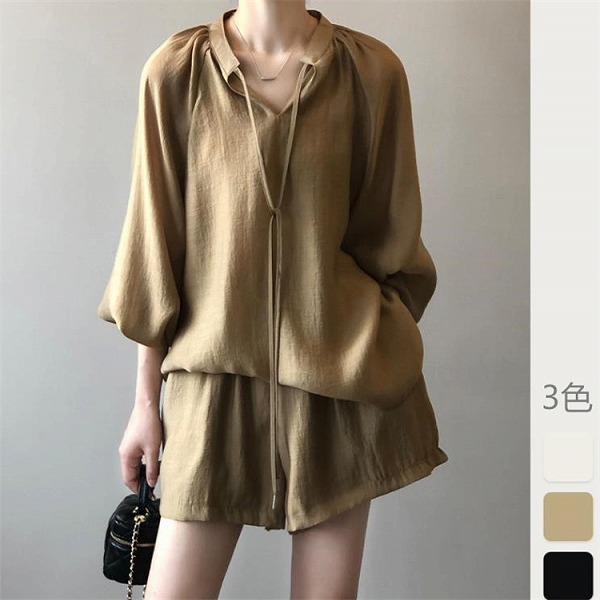 上品見えが狙える INSスタイル ショートパンツ ワイドパンツ 気質 伸縮性のあるウエスト セット|ドレミファソラ・ねこ