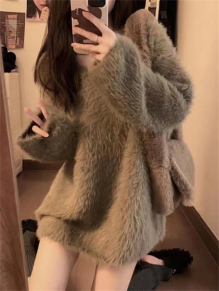ミンクのコート ニットトップス 新品 スウェーター 優しさ 便々たるな風 V素っ首 ゆったりする